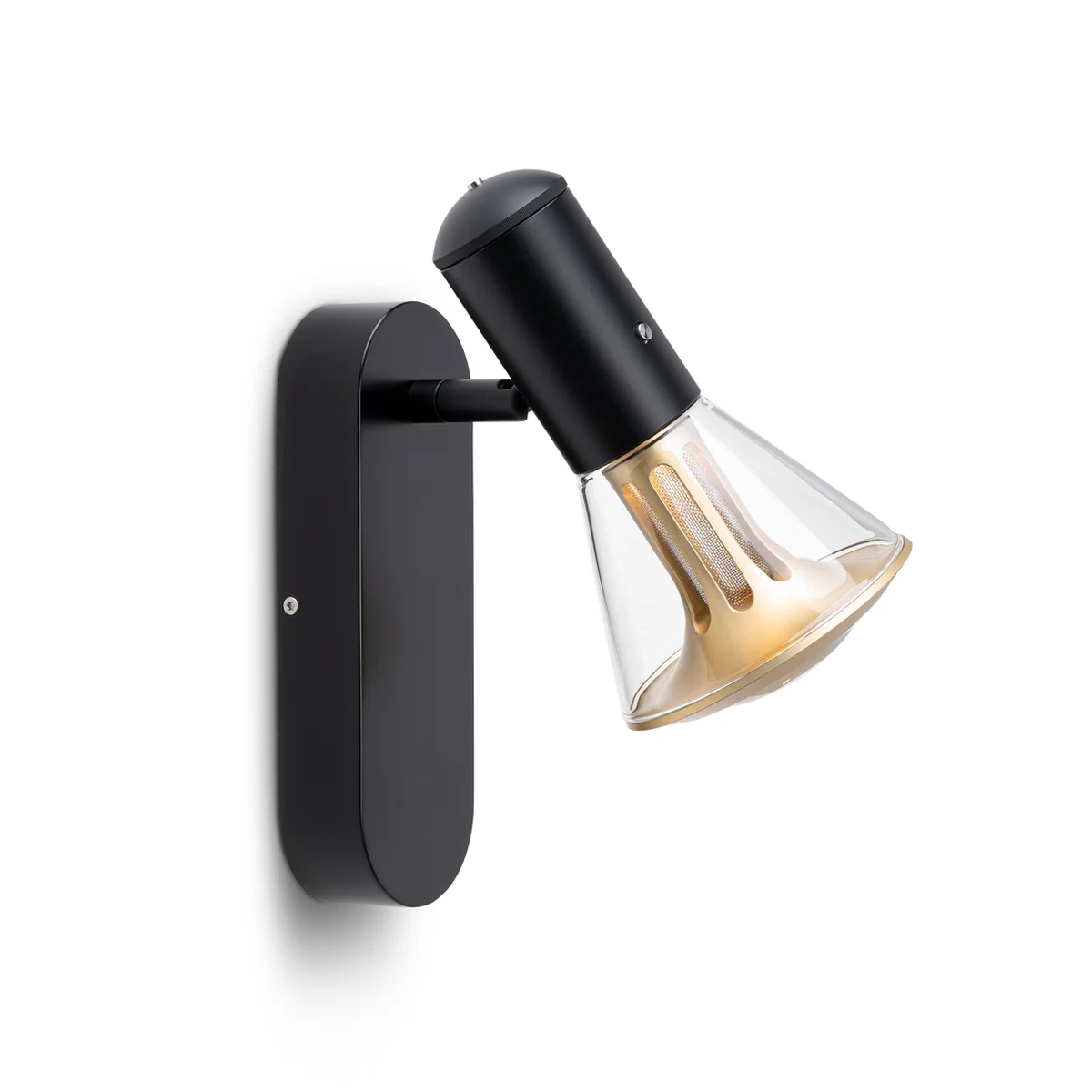 ETHICS Cone Multileuchte Glasschirm Kristall Gold Baldachin Senkrecht montiert Seitenansicht, n