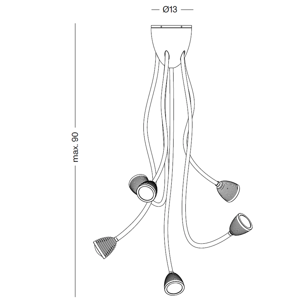 ATHENE Deckenleuchte 6DL Technische Zeichnung