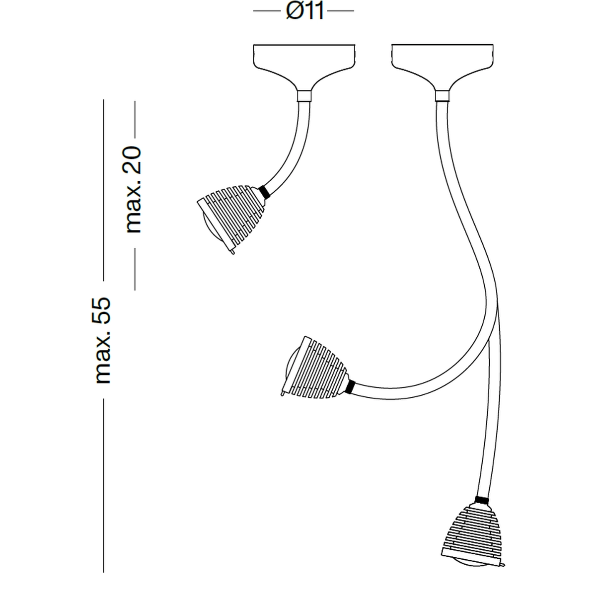 ATHENE Wand-Deckenleuchte Technische Zeichnung