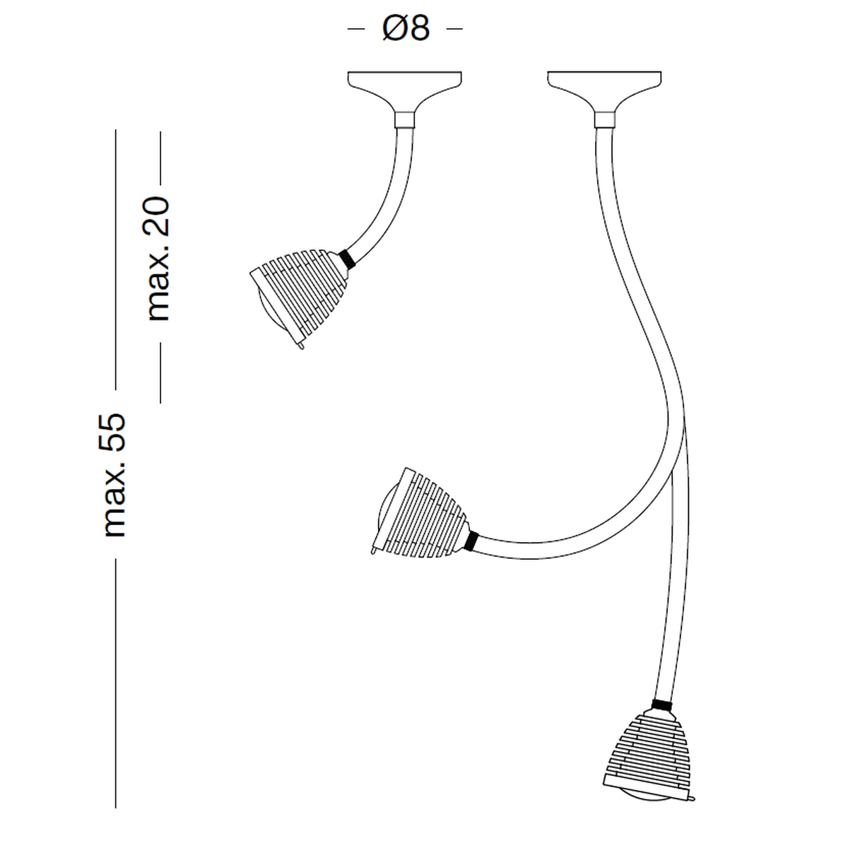 ATHENE Wandleuchte MDL1 und MDL2 technische Zeichnung