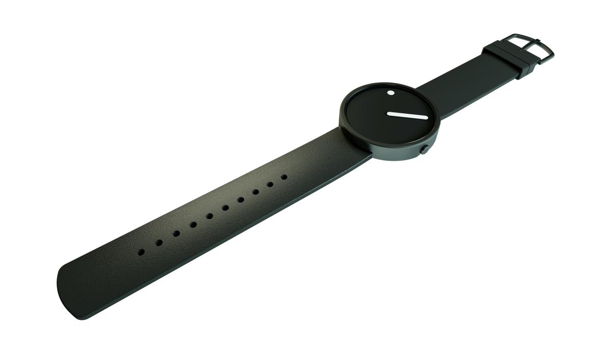 Picto Armbanduhr Ø 30 mm schwarz mit Lederarmband (43360)