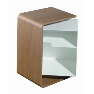 CARU Beistelltisch mit schwenkbarem Fach Eiche natur, Metall wei�