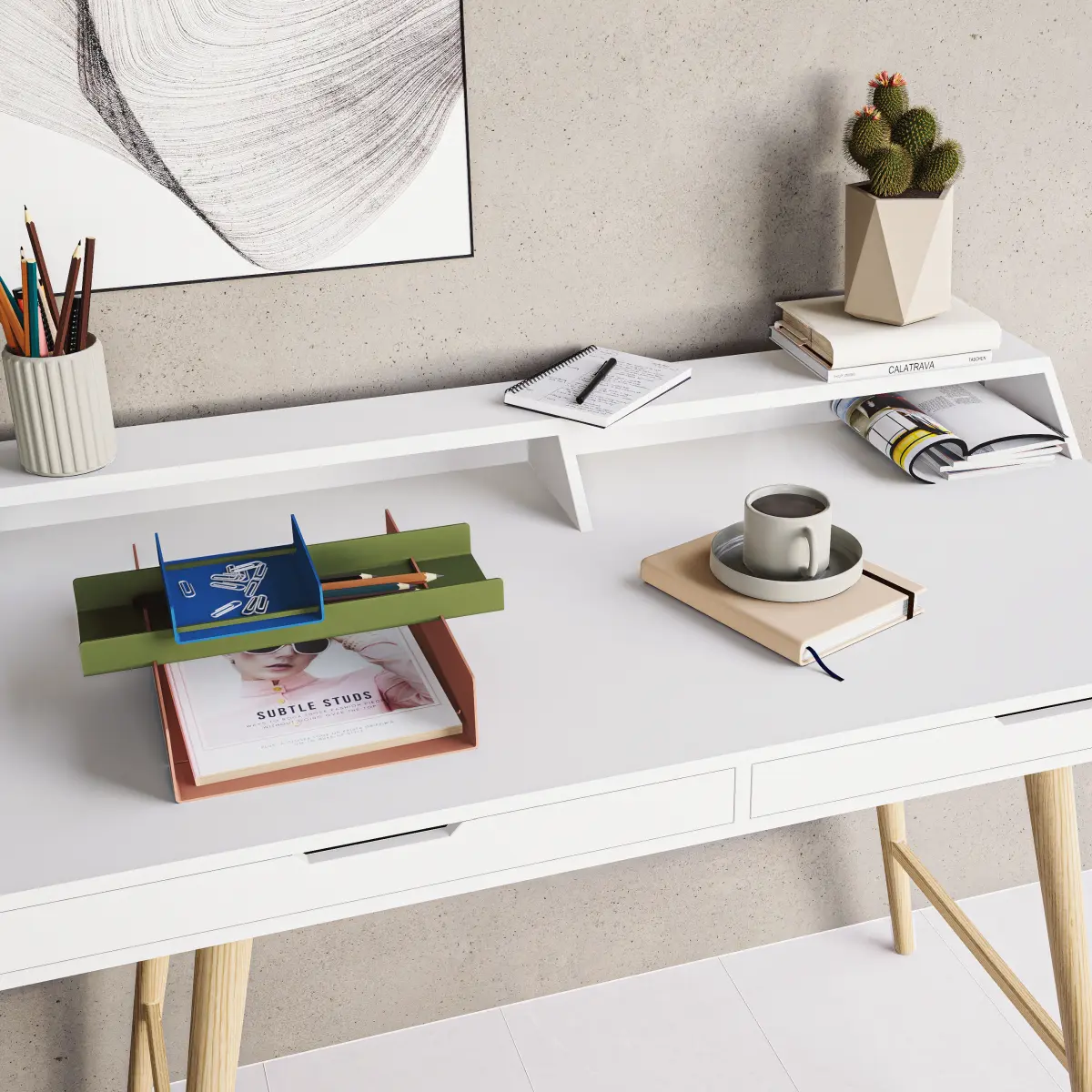 ABLEGER SET links auf dem Schreibtisch zusehen 