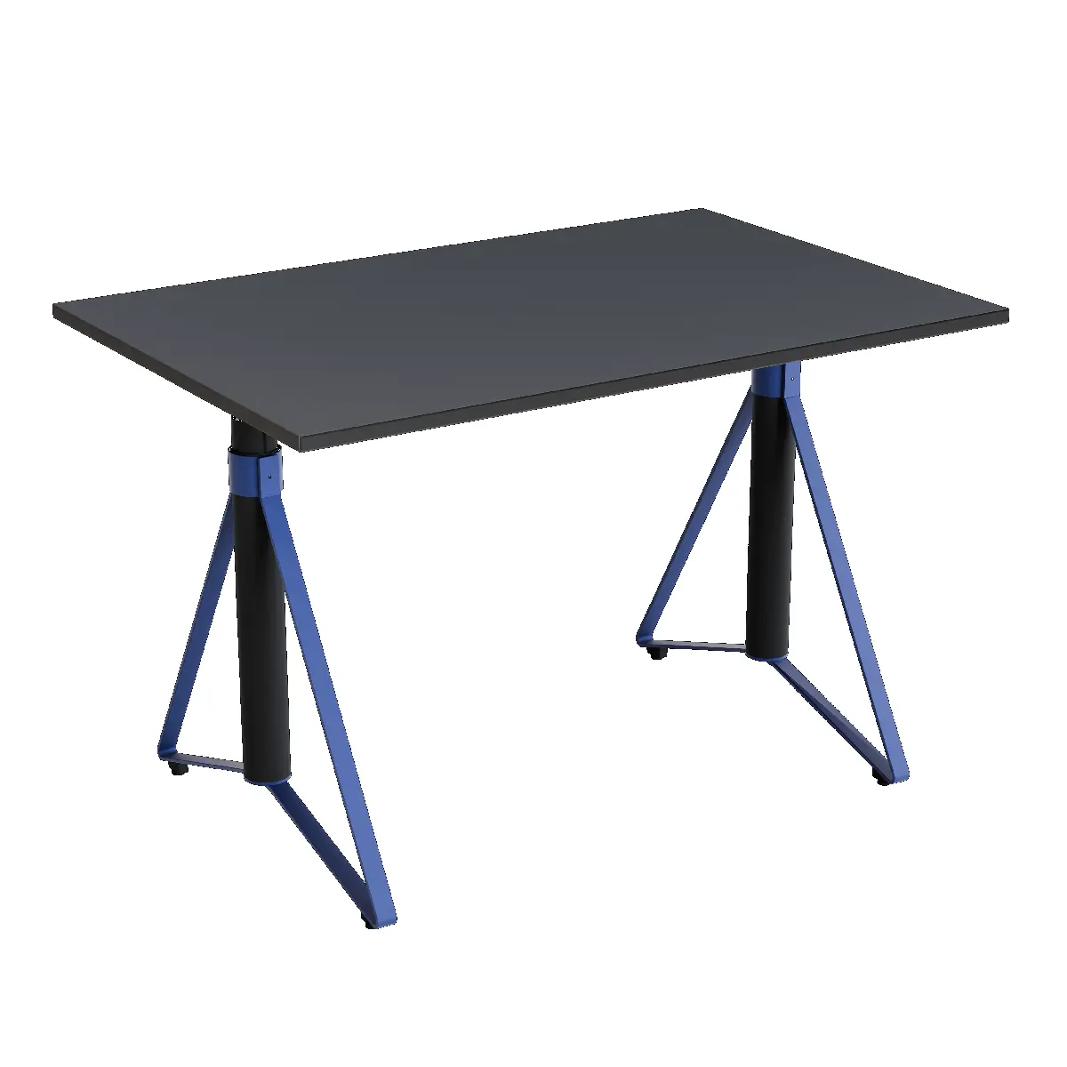 Elektrisch h�henverstellbarer HEB Tisch mit ASH furnierter Tischplatte in der Farbvariante Navy