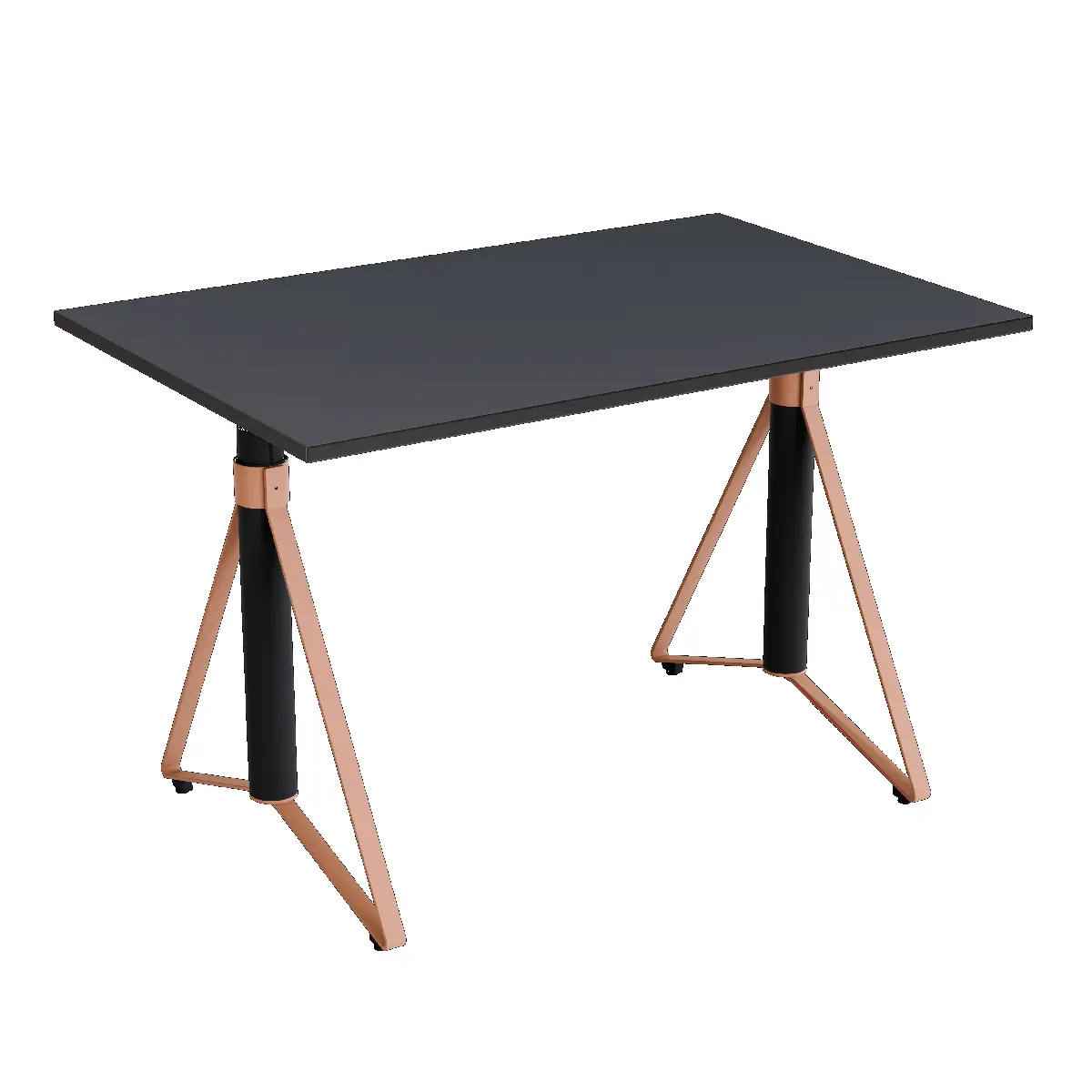 Elektrisch h�henverstellbarer HEB Tisch mit ASH furnierter Tischplatte in der Farbvariante Peach.