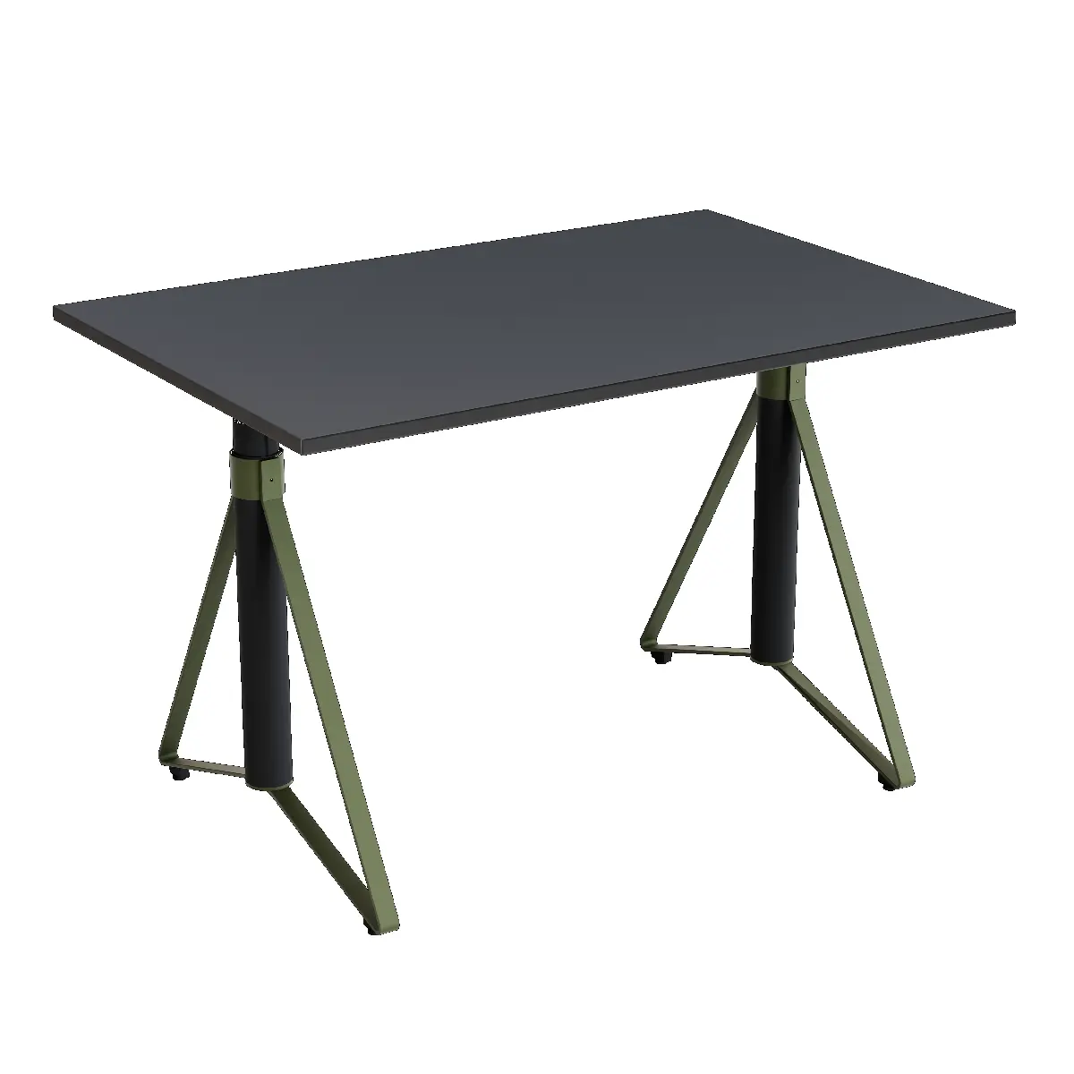 Elektrisch h�henverstellbarer HEB Tisch mit ASH furnierter Tischplatte in der Farbvariante Reseda.