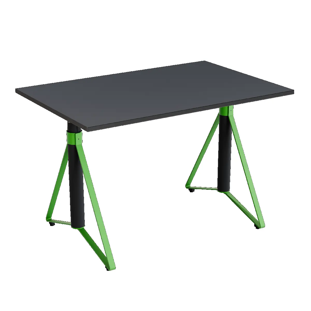 Elektrisch h�henverstellbarer HEB Tisch mit ASH furnierter Tischplatte in der Farbvariante Spring.