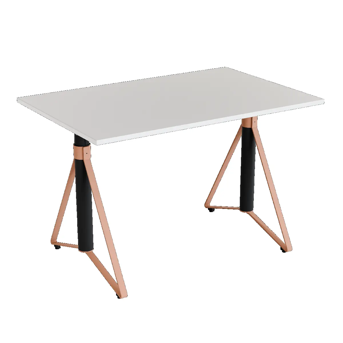 Elektrisch h�henverstellbarer HEB Tisch mit PALE furnierter Tischplatte in der Farbvariante Peach.