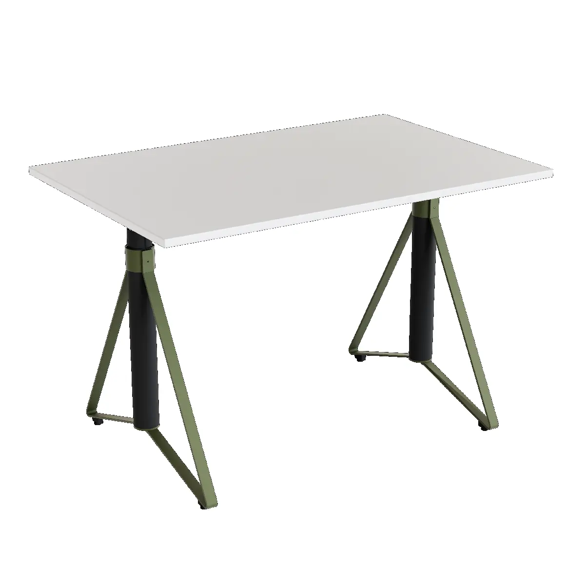 Elektrisch h�henverstellbarer HEB Tisch mit PALE furnierter Tischplatte in der Farbvariante Reseda.