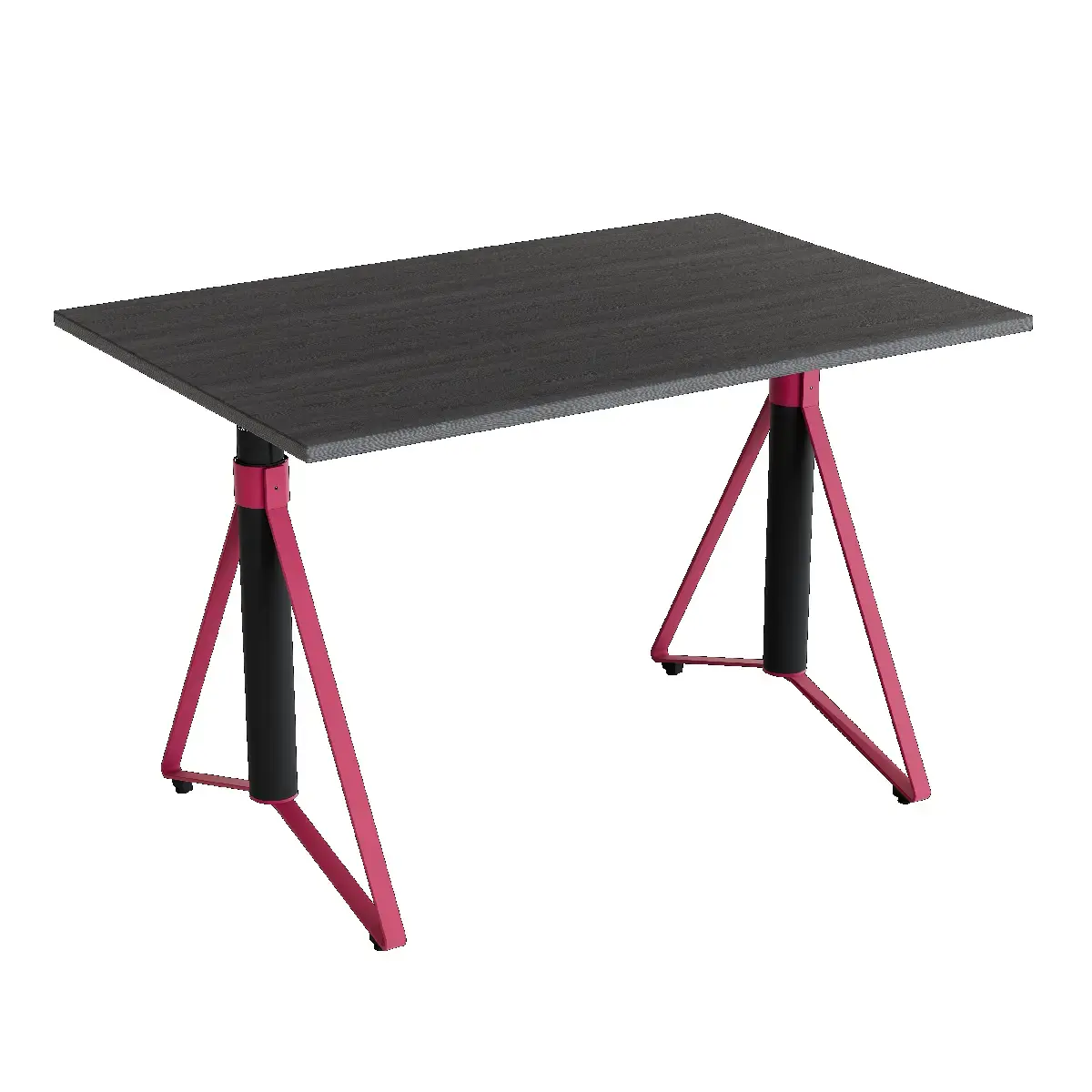 Elektrisch h�henverstellbarer HEB Tisch mit PINE furnierter Tischplatte in der Farbvariante Candy.