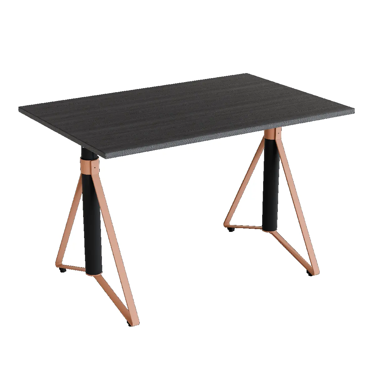 Elektrisch h�henverstellbarer HEB Tisch mit PINE furnierter Tischplatte in der Farbvariante Peach.