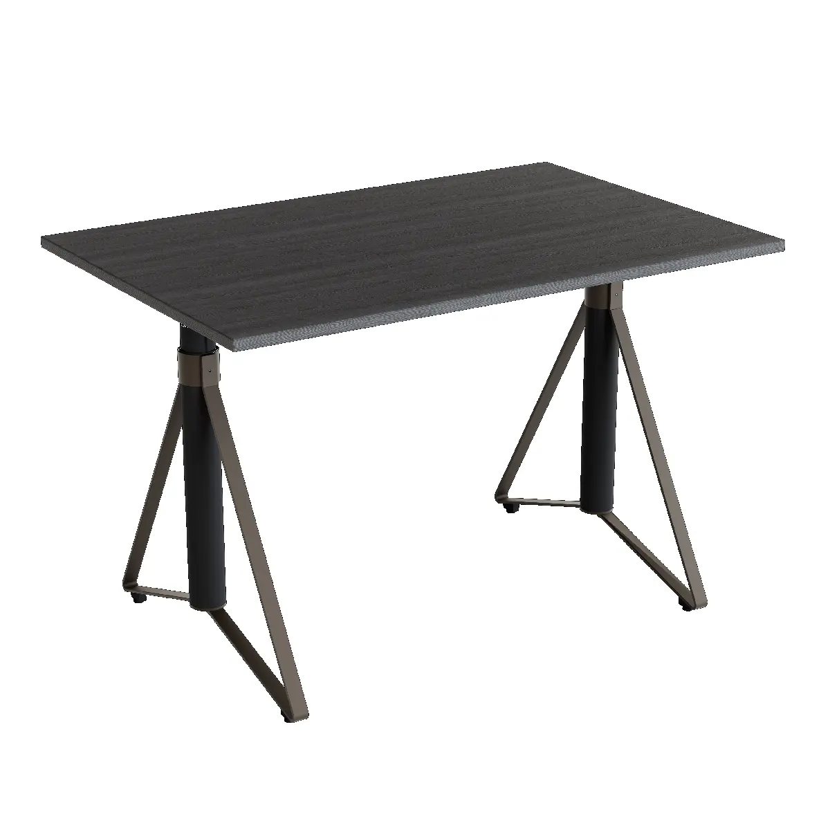 Elektrisch h�henverstellbarer HEB Tisch mit PINE furnierter Tischplatte in der Farbvariante Quartz.