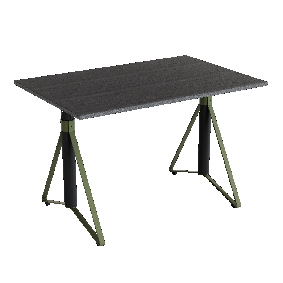 Elektrisch h�henverstellbarer HEB Tisch mit PINE furnierter Tischplatte in der Farbvariante Reseda.