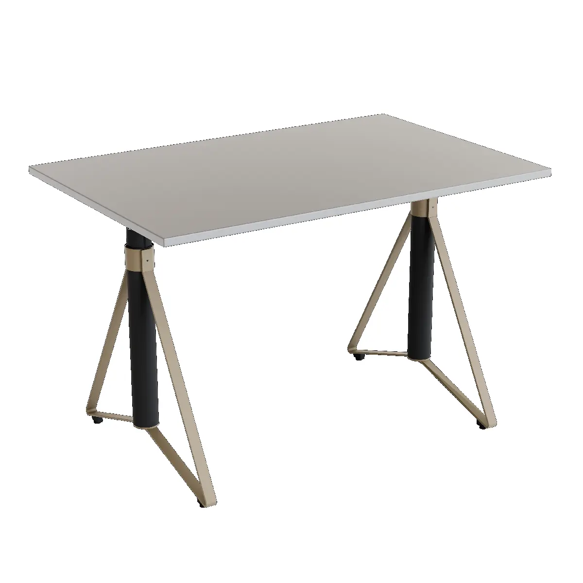 Elektrisch h�henverstellbarer HEB Tisch mit SMOKE furnierter Tischplatte in der Farbvariante Diamond.
