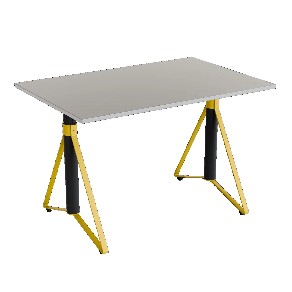 Elektrisch h�henverstellbarer HEB Tisch mit SMOKE furnierter Tischplatte in der Farbvariante Peach.