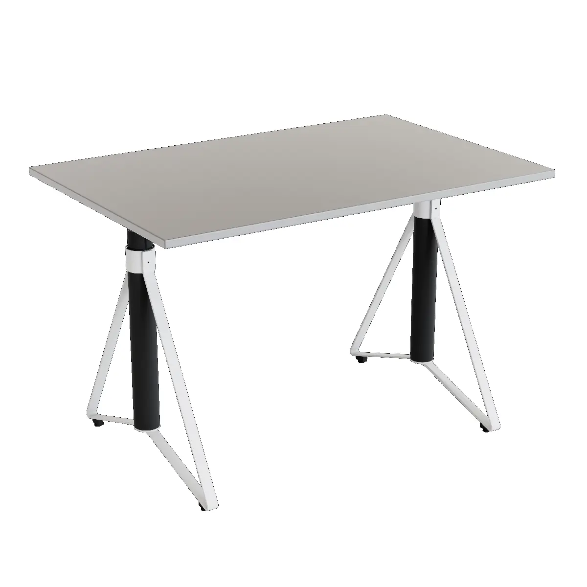 HEB Schreibtisch Elektrisch h�henverstellbarer HEB Tisch mit SMOKE furnierter Tischplatte in der Farbvariante Snow.