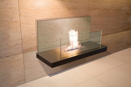 Wall Flame 2-540A Biokamin schwarz/Edelstahl mit Glas klar