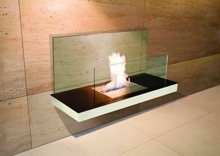 Wall Flame 2-540D Biokamin wei/Edelstahl mit Glas klar