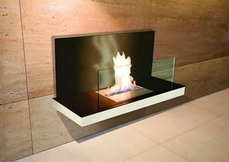 Wall Flame 2-540E Biokamin wei/schwraz mit Glas schwarz