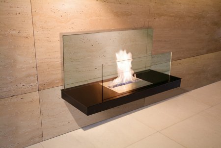 Wall Flame 2-541A Biokamin schwarz/schwarz mit Glas klar