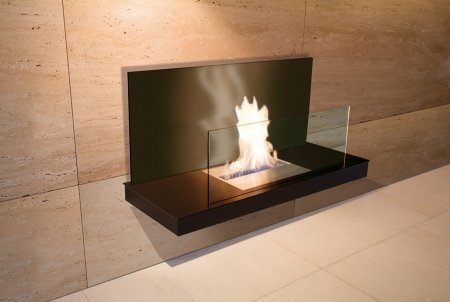 Wall Flame 2-541B Biokamin schwarz/schwarz mit Glas schwarz