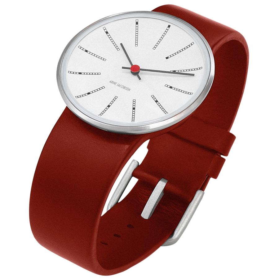 BANKERS Armbanduhr Ø 34 mm rot-weiß von Arne Jacobsen von Rosendahl BANKERS Armbanduhr Ø 34 mm rot-weiß von Arne Jacobsen