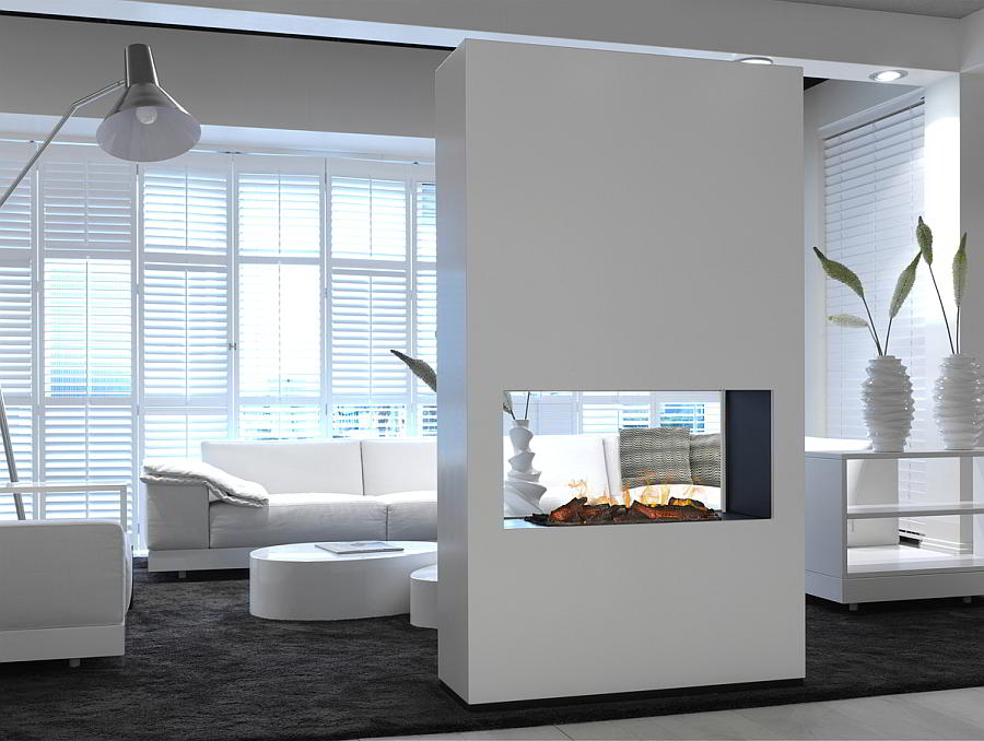 Bio-Wandkamin AMBIANCE MDF 844 white varnish glatt lackiert, R