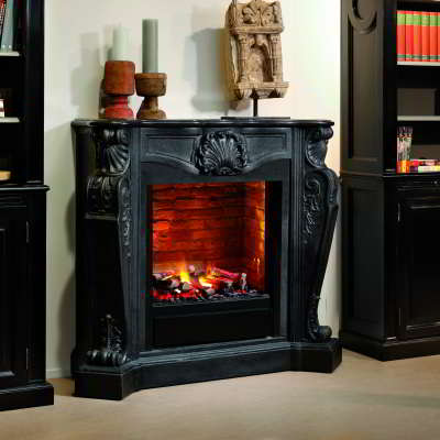 LOUIS XIV Mystic Fire Elektrokamin in schwarz c03, RF 20 mit Steinmotiv, R