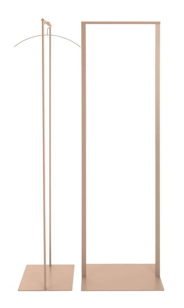 SLIM Standgarderobe 33 und 52 cm breit, Stahl pulverbeschichtet rosenholz