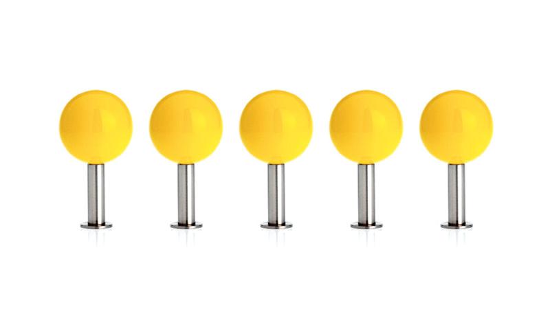 DOTS Garderobenhaken 5er-Set gelb von schönbuch DOTS Garderobenhaken 5er-Set gelb