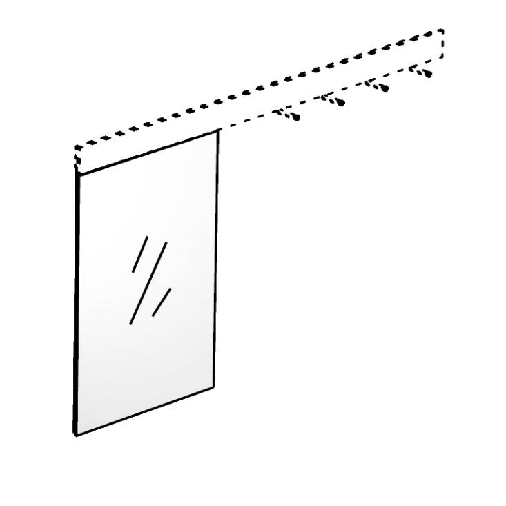 TRACE Spiegel zum Einhngen in Hakenleiste, Hhe 64 cm