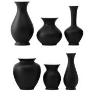BLOSSOM Vasen Biskuitporzellan schwarz 6er-Set