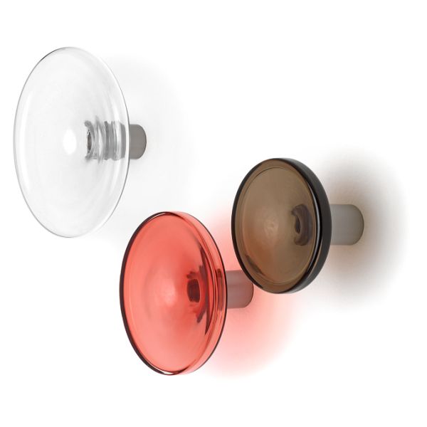 BULB Garderobenhaken clear, red und smoke von schönbuch BULB Garderobenhaken clear, red und smoke