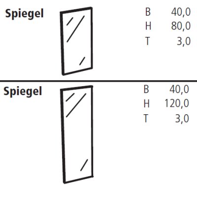 URBAN Wandspiegel technische Daten