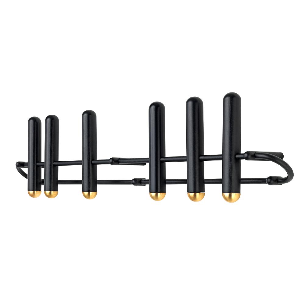 PIN Hakenleiste mit 5 Haken, schwarz / Messing von schönbuch PIN Hakenleiste mit 5 Haken, schwarz / Messing