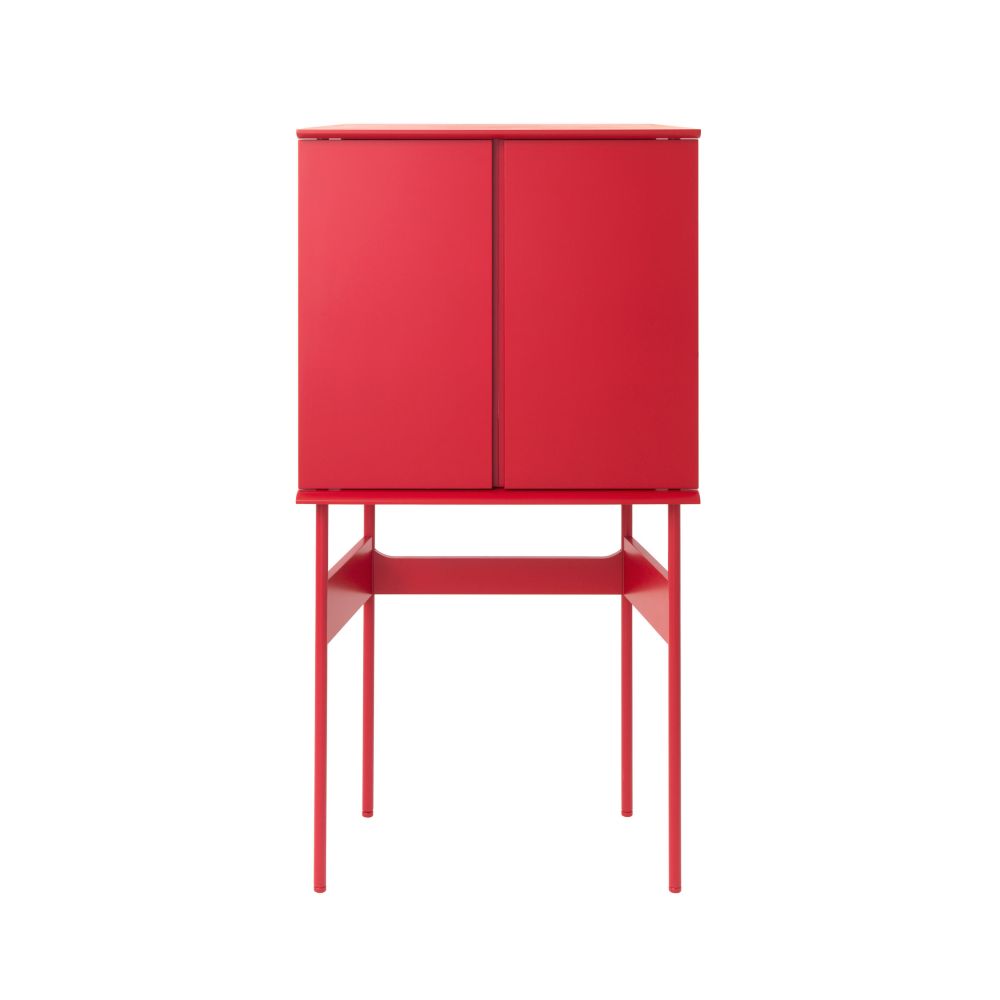 GUARD Barschrank in Akzentfarbe rot matt lackiert, geschlossen von schönbuch GUARD Barschrank in Akzentfarbe rot matt lackiert, geschlossen