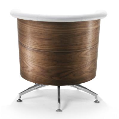 TOP Sessel, Nussbaum, Leder wei, Rckansicht