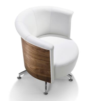 TOP Sessel, Nussbaum, Leder wei, von oben
