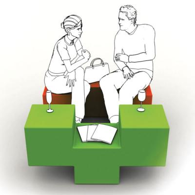 TRIS als Sitz und Tisch, f�r zwei Personen