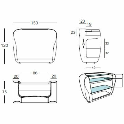 Roller Bar beleuchtete Theke Technische Daten