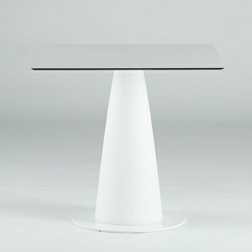 HOPLA Gartentisch / Esstisch, Platte quadratisch ca 69 cm, weiß mit dunkler Kante