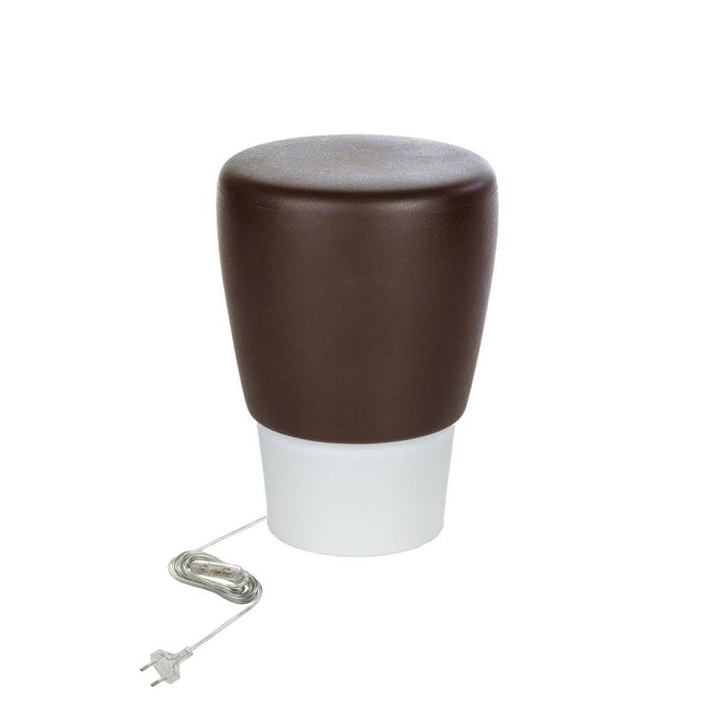 LAU Hocker von Marc Sadler, mit Beleuchtung, Sitz schokobraun von Slide Design LAU Hocker von Marc Sadler, mit Beleuchtung, Sitz schokobraun