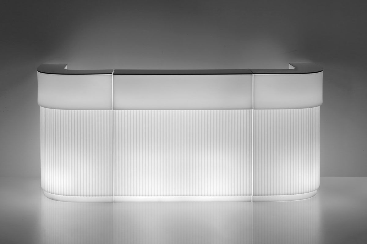 CORDIALE Bar 260 cm weiß, mit Beleuchtung und HPL-Abdeckplatten