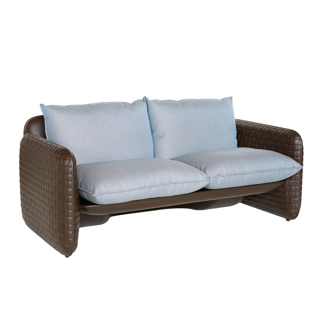 MARA Gartensofa chocolate browen mit Kissen river blue