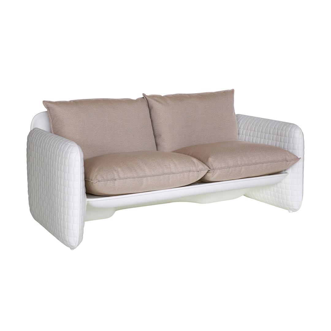 MARA Gartensofa milkywhite mit Kissen dune sand