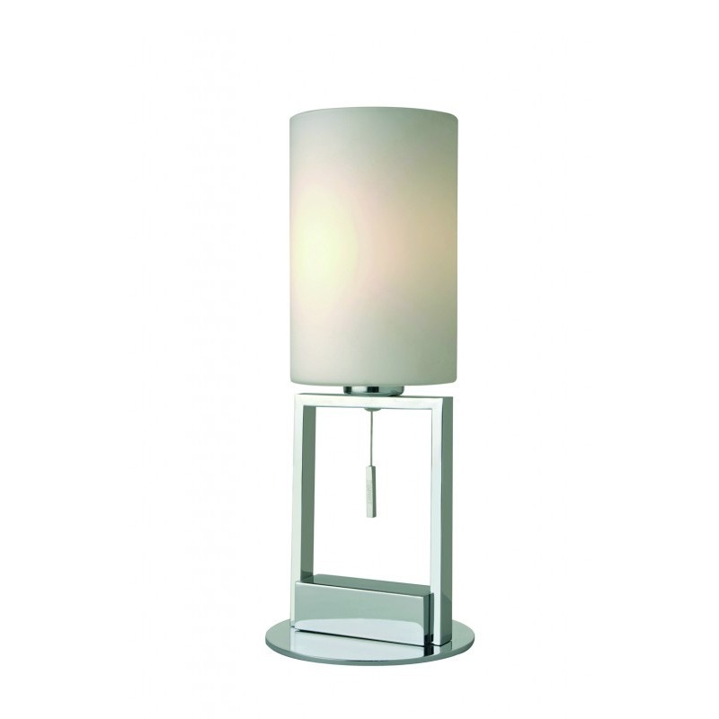 FINE Tischleuchte verchromt und Glas wei, S