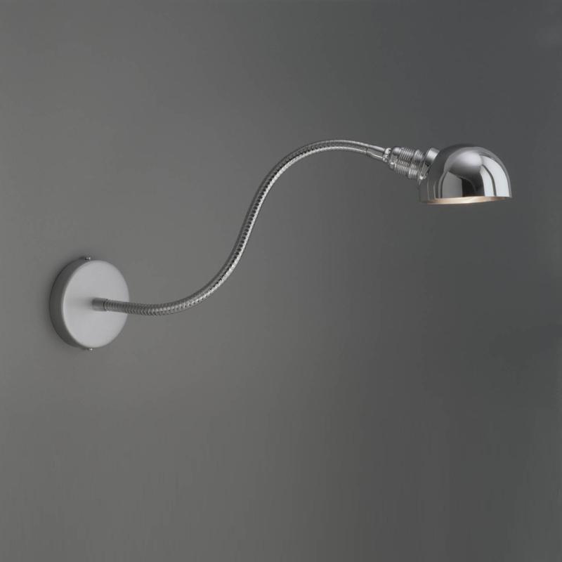 ÄRMEL Wandleuchte chrom mit Halbkugel-Reflektor von Stiletto ÄRMEL Wandleuchte chrom mit Halbkugel-Reflektor