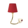 Gl�hw�rmchen Steckerleuchte Classic Messing Textilschirm rot glatt