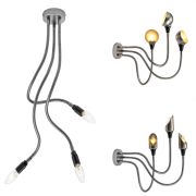 Dreiarm Lang in Stahl Wandleuchte / Deckenleuchte