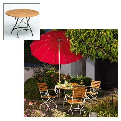 CLASSIC Gartentisch rund  75 cm mattsilber Belattung Teak